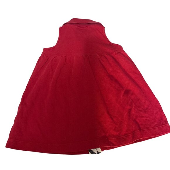 Burberry Baby Girls Red Button-Front Sleeveless Dress Size 18M Pure Cotton - Picture 6 of 6